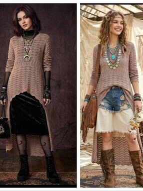 Knit Mix Crochet Knit High Low Sweater Dress Blush XL